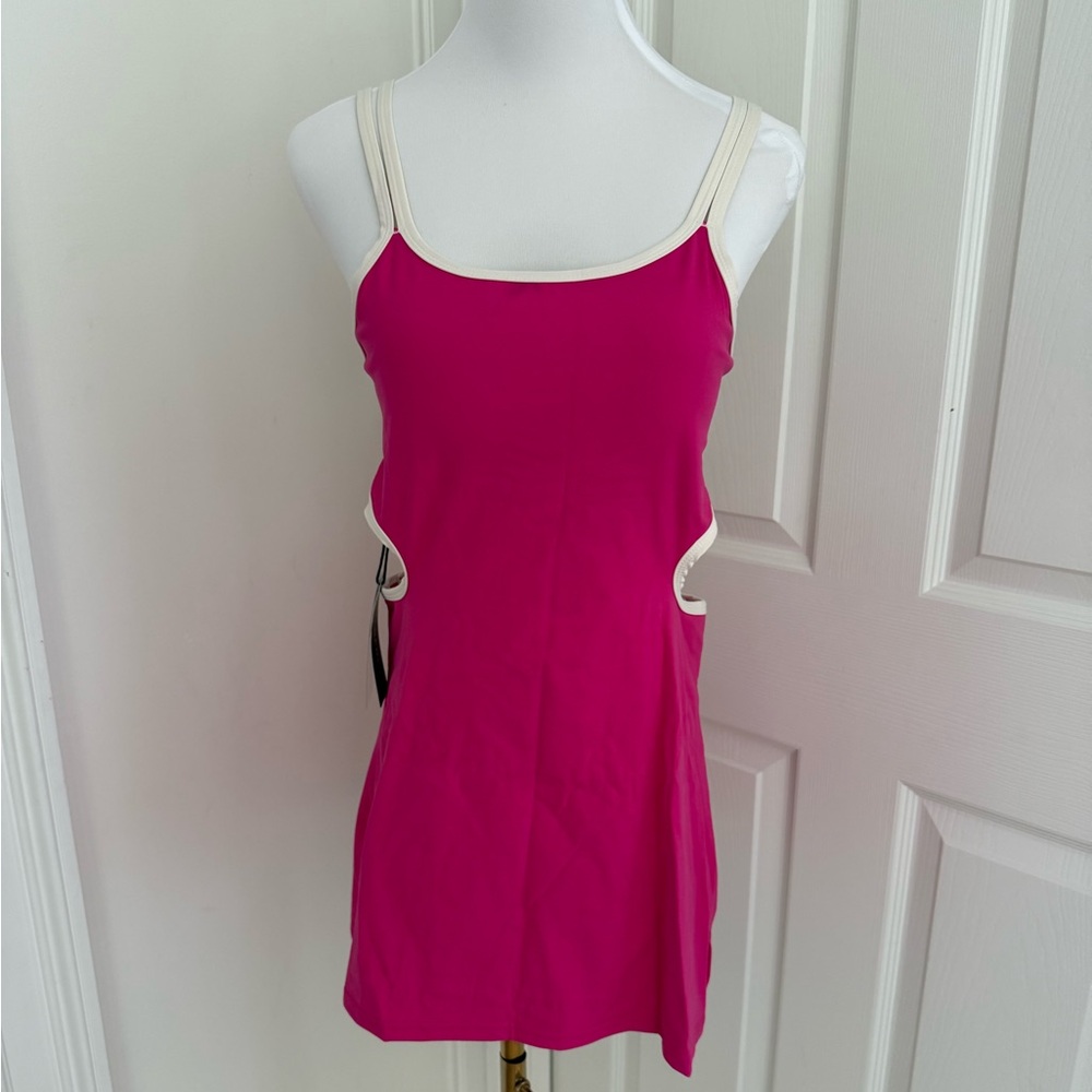 Pink Athletic Dress with White Trim